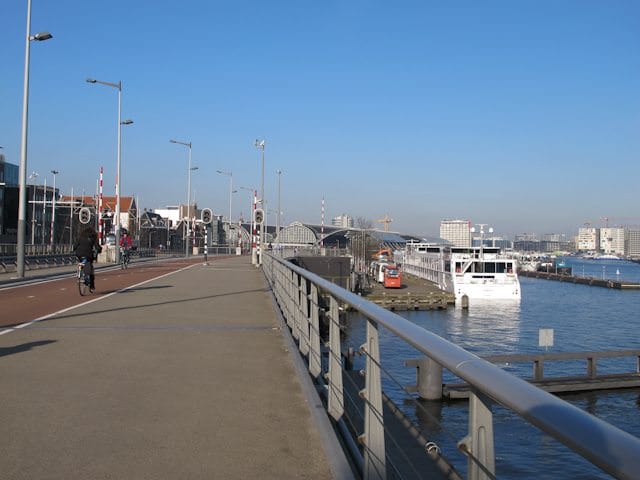 Most ships in Amsterdam dock here, next to the Passenger Terminal Amsterdam - and within easy walking distance of the city. Some, though, must dock further out. Photo © 2015 Aaron Saunders