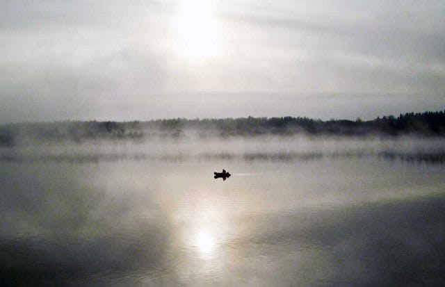 Ghostly water on the Volga Ghostly morning on the Volga River