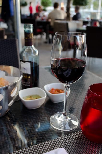 Dining ashore can also be a great way to discover new wines, like this Hungarian wine in Budapest. Photo © 2012 Aaron Saunders