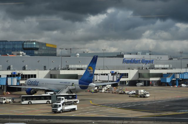 Aircraft on a stormy day in Frankfurt, Germany. Photo © 2012 Aaron Saunders