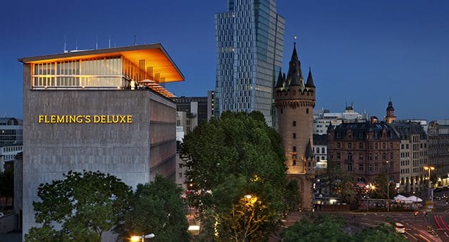There's nothing like dinner from the 7th floor of the Fleming's Deluxe Hotel Frankfurt City. Photo courtesy of Fleming's Hotels.