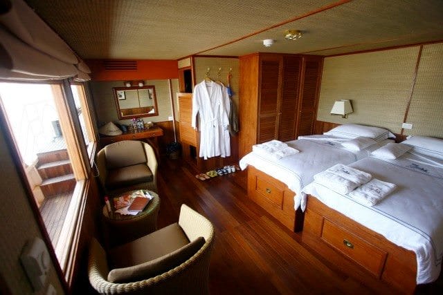 Staterooms aboard the Indochine feature ample wood paneling and elegant styling. Photo courtesy of CroisiEurope.