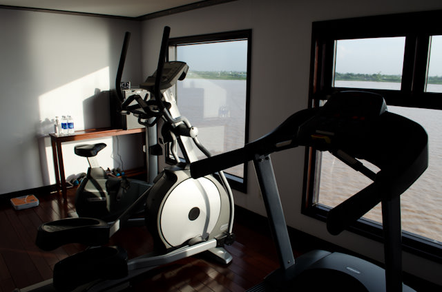 Located on the starboard side of Deck 3 is a small but well-equipped gymnasium that is used frequently on my sailing. Photo © 2013 Aaron Saunders