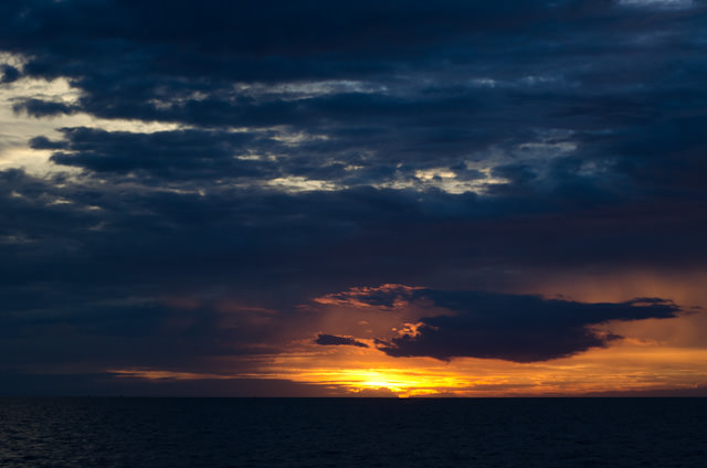 Our fist sunset aboard the AmaLotus on Cambodia's Tonle Sap Lake. Photo © 2013 Aaron Saunders