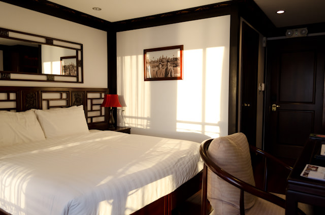 My relaxing Category A stateroom on Deck 2, seen near sunste. Photo © 2013 Aaron Saunders