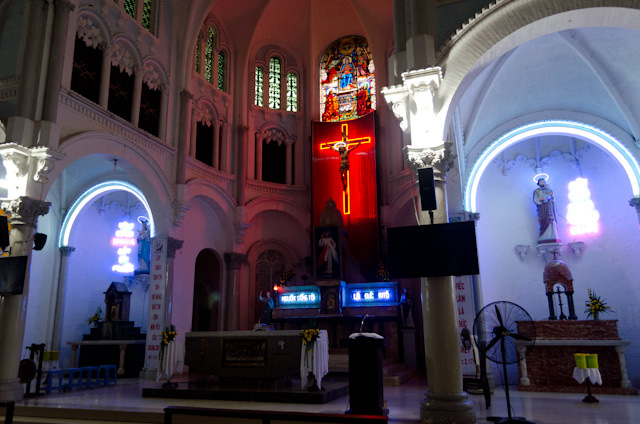 Inside the Cathedral;a salute to Our Lady of Neon Lighting. Photo © 2013 Aaron Saunders
