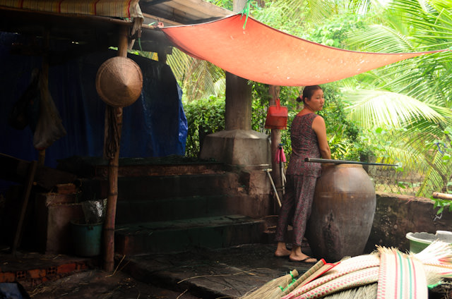Much of what is manufactured here is still done by hand, and AmaWaterways guests got a first-hand look at daily work life in Tan Chau. Photo © 2013 Aaron Saunders