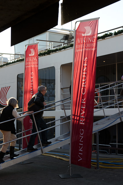 The Big Event: embarking Viking Rivers' new Viking Baldur in Basel, Switzerland. Photo © 2013 Aaron Saunders