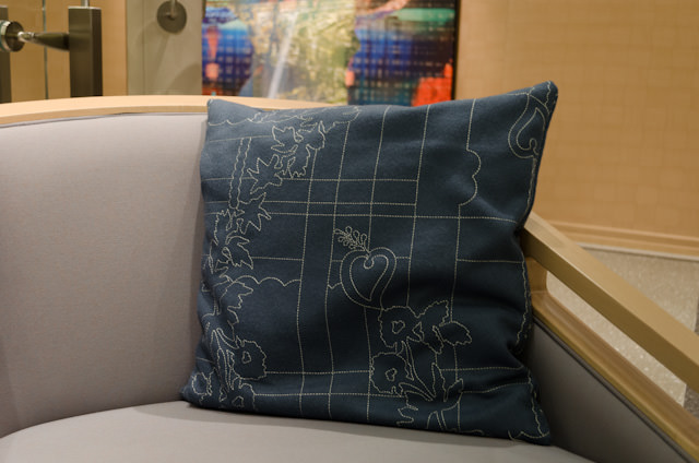 Unique textures and patterns not featured aboard any other Longship - like these cushions - abound. There may be dozens of Viking Longships, but each sports their own personality. Photo © 2013 Aaron Saunders