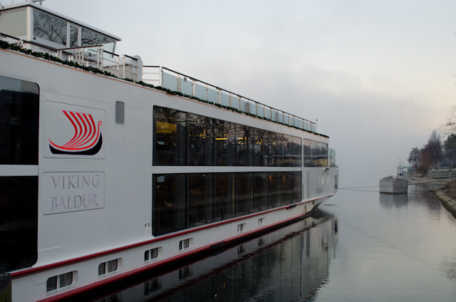 The gorgeous Viking Baldur alongside in the fog in Breisach, Germany today. Photo © 2013 Aaron Saunders