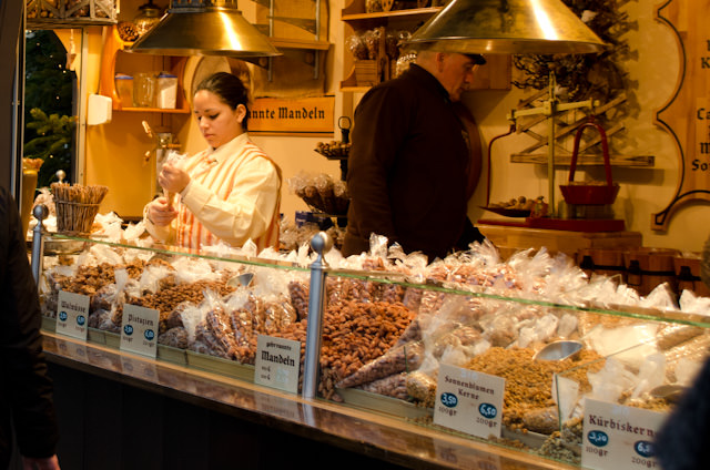 Almost every conceivable kind of traditional food is on offer at the Christmas Markets of Cologne. Photo © 2013 Aaron Saunders
