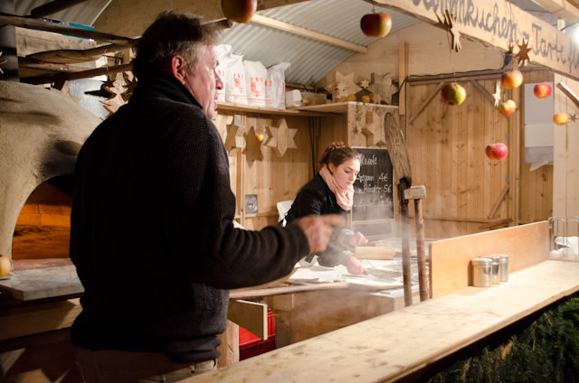 Wood-fired pizza was available from this stand - one of the most popular in Breisach. Photo © 2013 Aaron Saunders