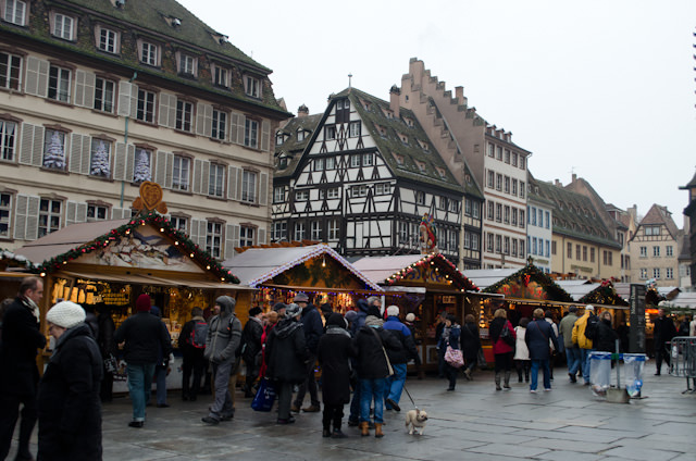 Browsing through our first Christmas Market in front of the Strasbourg Cathedral. Photo © 2013 Aaron Saunders