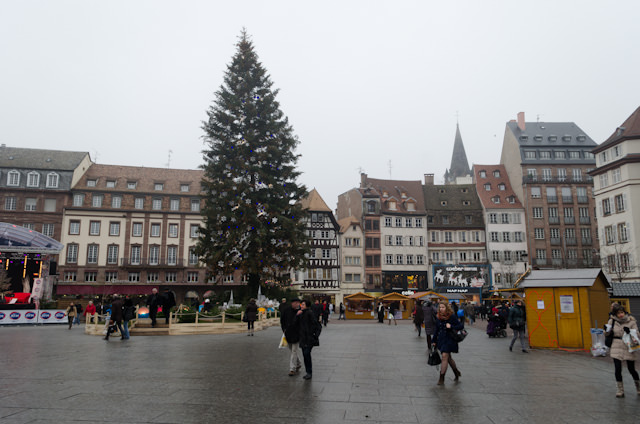 Strasbourg's iconic Christmas Tree in Place Kleber stands 30 metres tall. Photo © 2013 Aaron Saunders