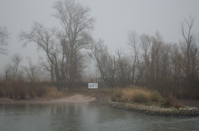 Keeping track of your journey is easy; just watch for the kilometre markers located on both banks of the Rhine. Photo © 2013 Aaron Saunders