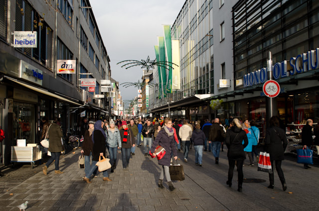 Koblenz has a massive pedestrian-only shopping area - and it's packed on a mid-December Saturday. Photo © 2013 Aaron Saunders