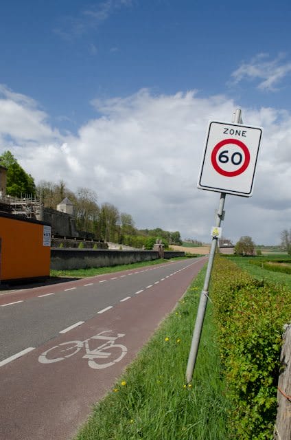 Note the dedicated bike lanes on each side of the road. Bicycles typically should drive like cars do, sticking to the right-hand side depending on your direction of travel. Note that speeds and distances will be in kilometres. Photo © 2014 Aaron Saunders
