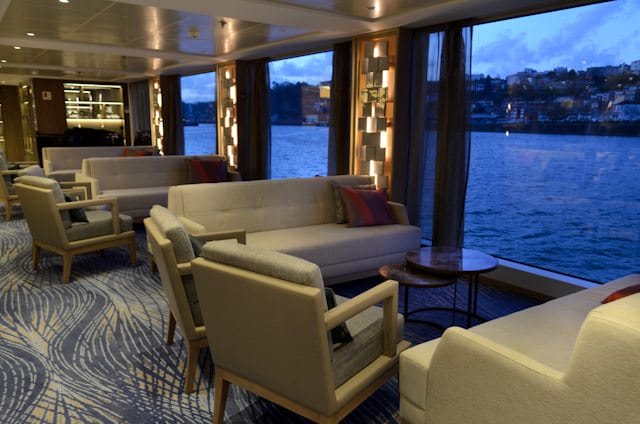 Viking Hemming is one of two new vessels along Portugal's Douro River. Shown here is the attractive Main Lounge aboard Viking Hemming. Photo © 2014 Aaron Saunders