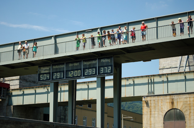 Onlookers watch our progress through the locks. Photo © 2014 Aaron Saunders