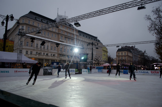 Ice skating in Bratislava, Slovakia. Photo © 2014 Aaron Saunders