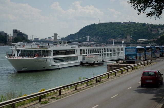 Cities like Budapest, Hungary have an enormous number of docking locations. Here, Emerald Waterways' Emerald Star is docked on the Buda side of the city. Photo © 2014 Aaron Saunders