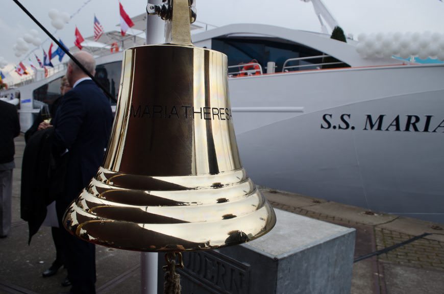 The ship's bell following her christening on March 26, 2015 in Amsterdam. Photo © 2015 Aaron Saunders