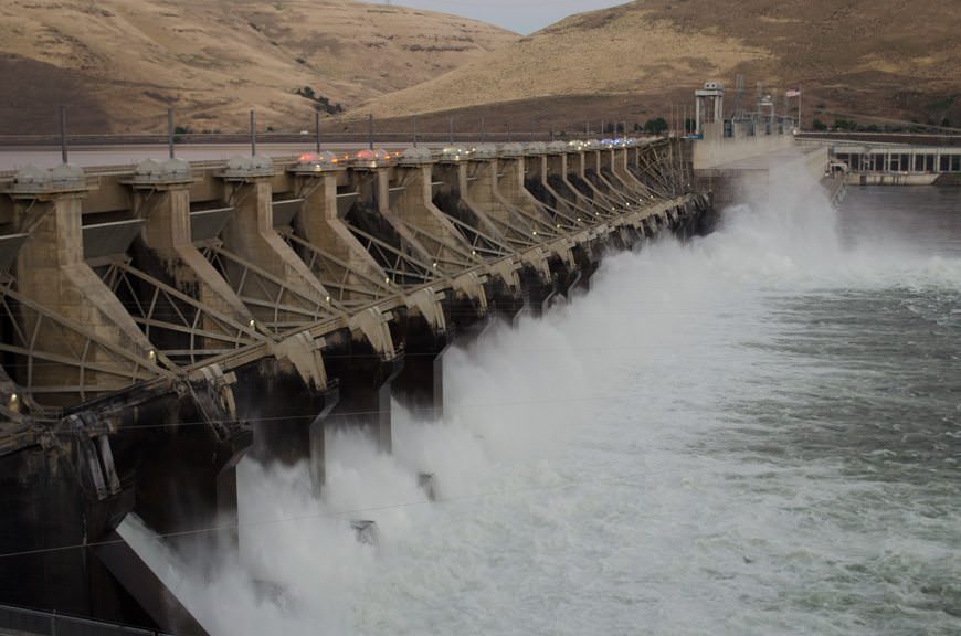 Transiting The Dalles Dam this evening...Photo © 2015 Aaron Saunders