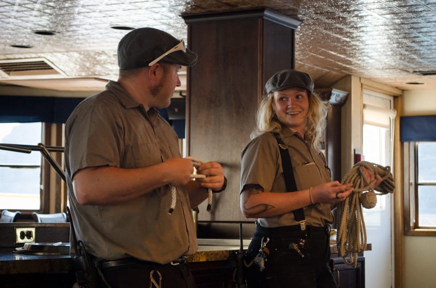 This morning, guests could learn how to tie marine knots with the S.S. Legacy's knowledgeable crew. Photo © 2015 Aaron Saunders