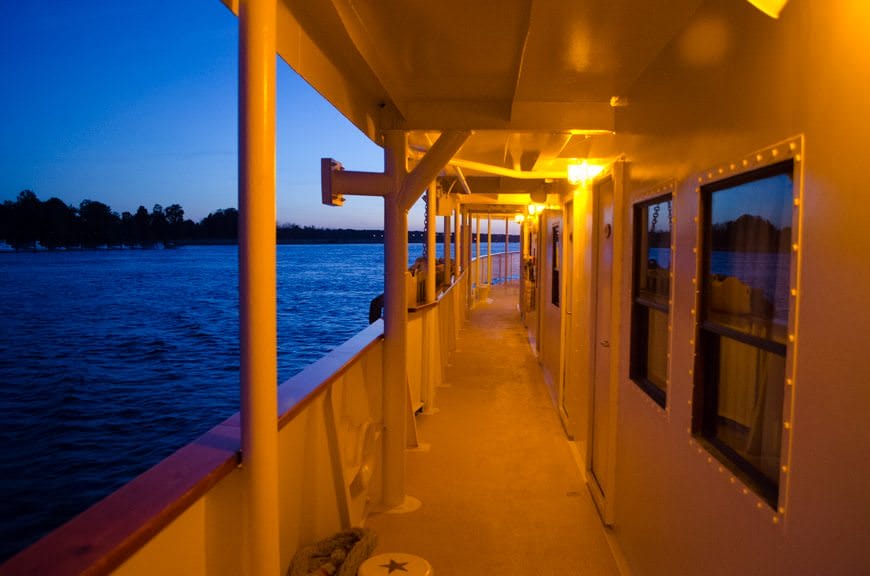 Strolling S.S. Legacy's decks at night is a real treat. Just like stepping back in time... Photo © 2015 Aaron Saunders