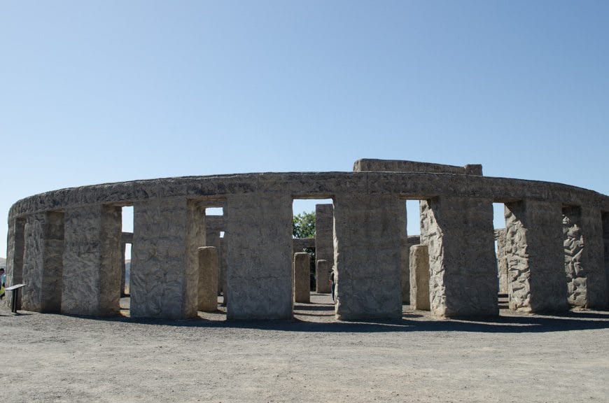 Our first stop of the morning: Sam Hill's admittedly-eccentric reconstruction of Stonehenge on a bluff overlooking the Columbia River. Photo © 2015 Aaron Saunders