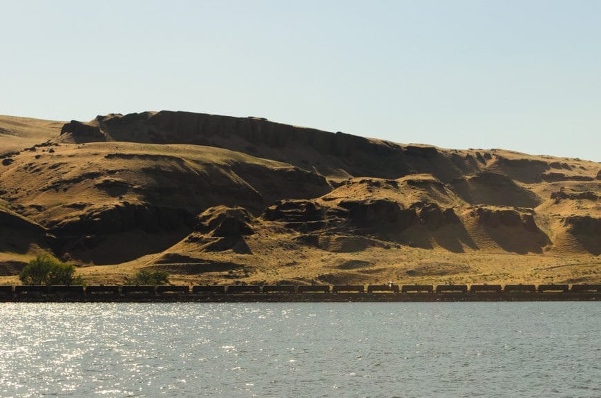 ...and past the remarkable and ever-changing scenery of the Columbia River. Photo © 2015 Aaron Saunders