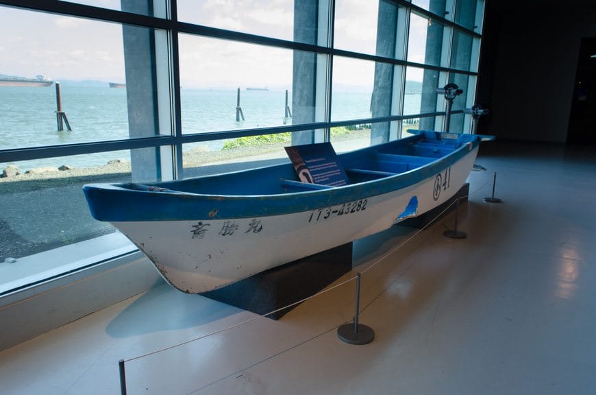 The museum also houses a fishing boat washed clear across the Pacific by the Japanese Tsunami in 2011. Photo © 2015 Aaron Saunders