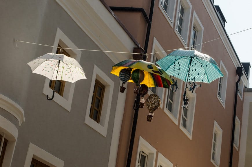 Umbrellas were designed and painted by local artisans and special-needs students from local schools. Photo © 2015 Aaron Saunders