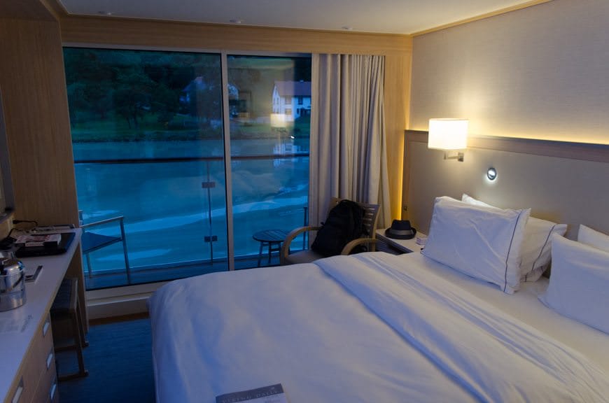 Night falls on the Danube aboard Viking Lofn. Photo © 2015 Aaron Saunders