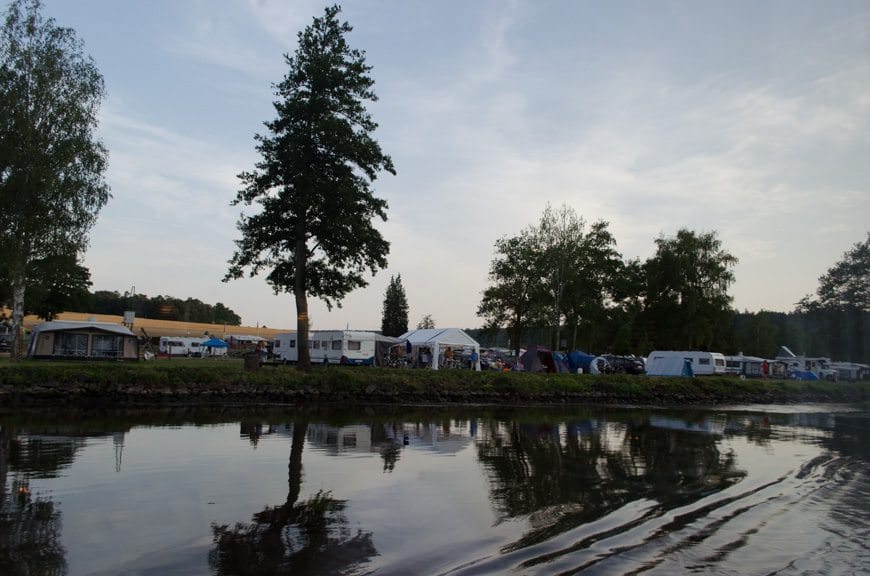 The view from The Restaurant at dinner. It's surprising how many Germans like camping! Photo © 2015 Aaron Saunders