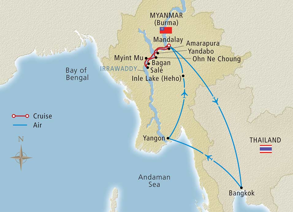 Viking's Myanmar Explorer river cruise tour takes us deep into the heart of Myanmar, formerly known as Burma. Illustration courtesy of Viking River Cruises