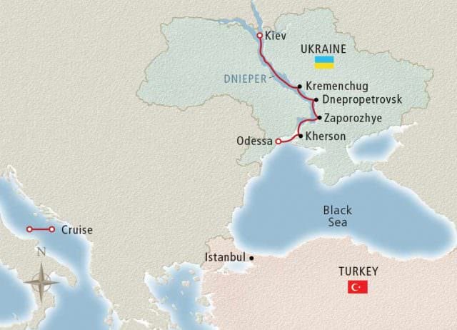 Viking's new Kiev to the Black Sea itinerary runs on four departure dates in May and June of 2016. Illustration courtesy of Viking River Cruises