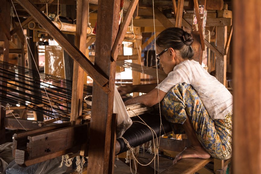 While silk weavers worked their magic, tour groups were herded in and out of the facility. I fear its realistic quality may change in years to come. Photo © 2015 Aaron Saunders