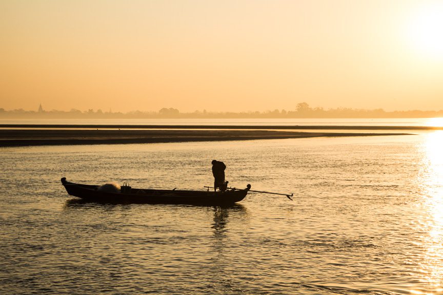 Sunrise this morning over the Irrawaddy was breathtaking. Photo © 2015 Aaron Saunders