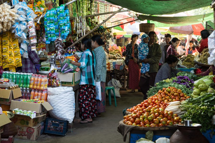 There's practically nothing you can't find at the Myint Mu market. Photo © 2015 Aaron Saunders