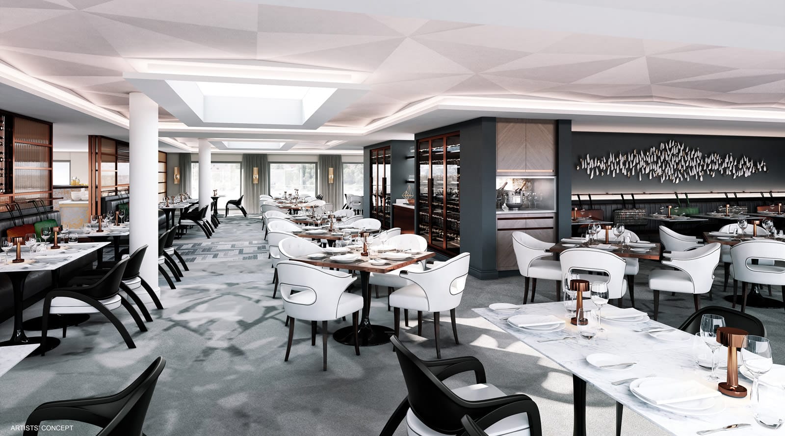 Crystal Mozart Restaurant rendering. Courtesy of Crystal Cruises